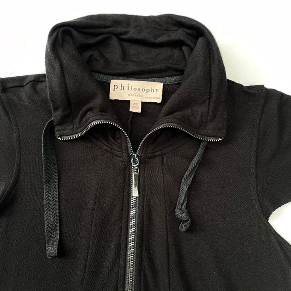 Philosophy Black Sleeve Half Zip Mesh Pockets Casual Dress - Picture 5 of 16